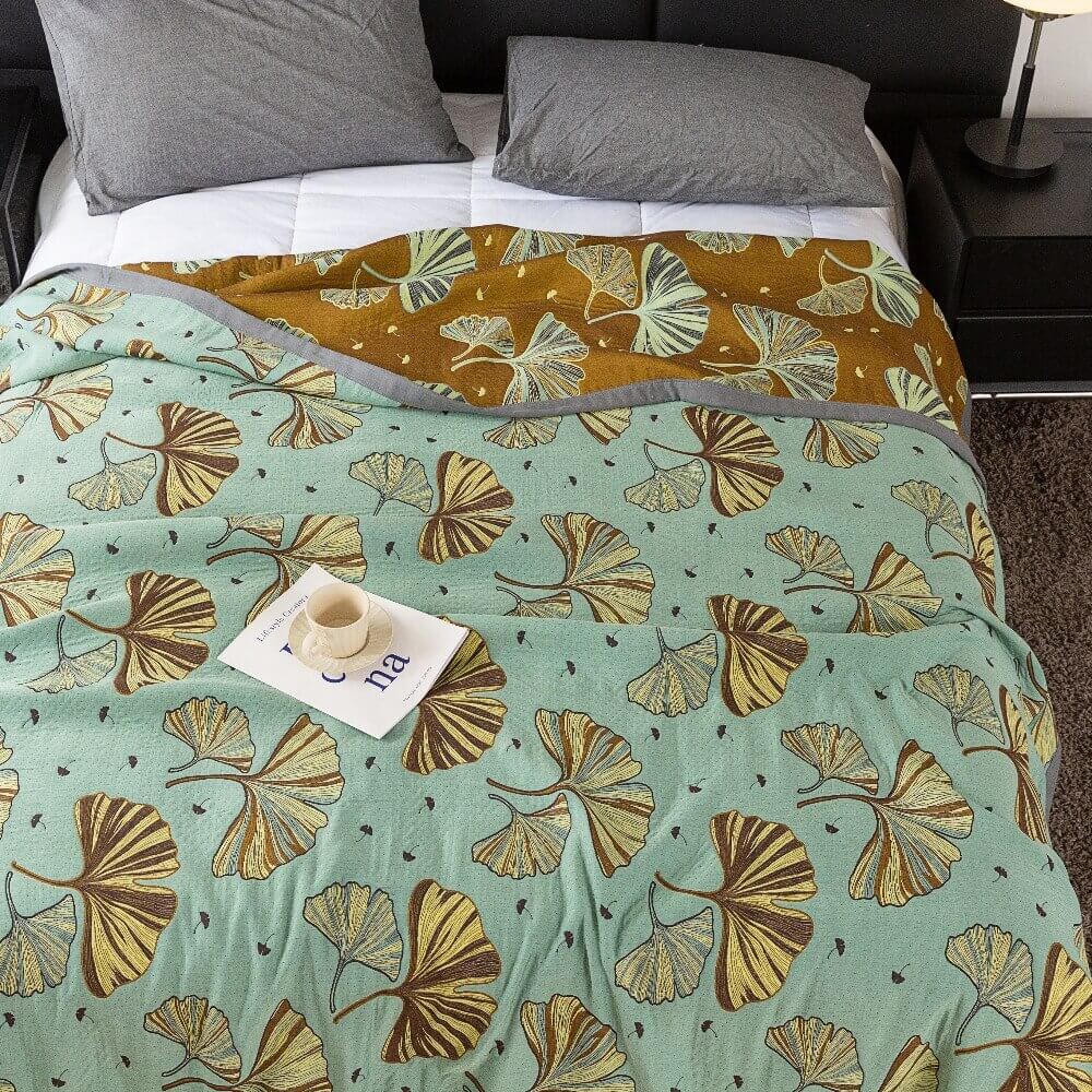 Ginkgo Leaf Fruit Cotton Reversible Quilt