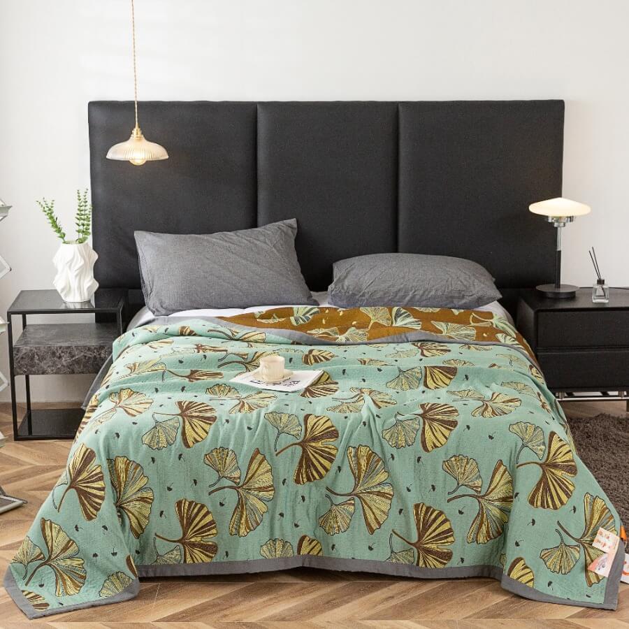 Ginkgo Leaf Fruit Cotton Reversible Quilt