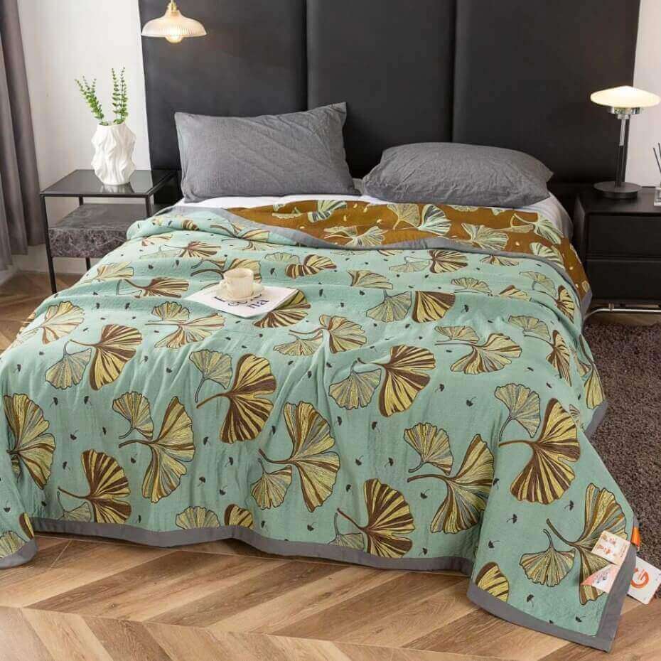 Ginkgo Leaf Fruit Cotton Reversible Quilt