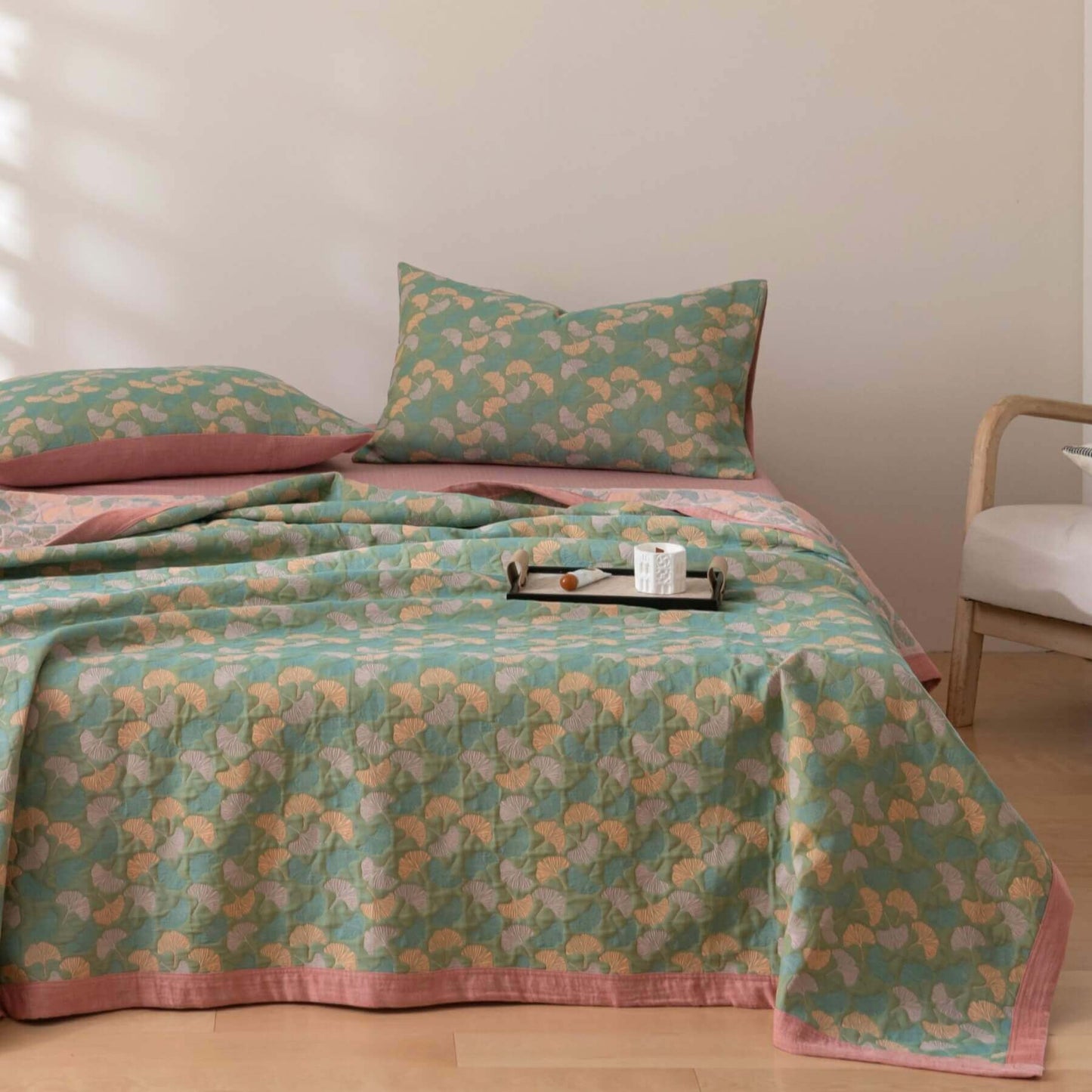 Ginkgo Leaf Fruit Cotton Reversible Quilt